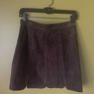 Zara Brown Suede Mini Skirt with Scallop Edge Hem